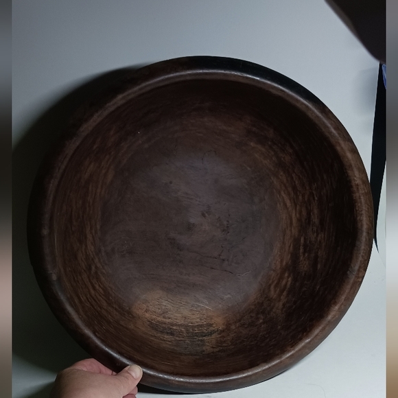 African Wood Bowl Hand Carved Safari Rhinoceros Elephant Ebony South Africa 11.5 - Picture 8 of 8